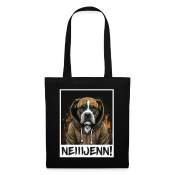 Nein! Hund Bulldogge Morgenmuffel Büro Kollege - Stoffbeutel - Schwarz - Vorne