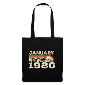 Janvier 1980 Vintage Anniversaire 1980, Né en 1980 - Sac en tissu - noir - Devant