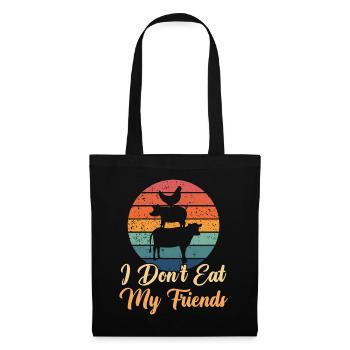Cow Pig Friends Design für Veganer - Stoffbeutel - Schwarz - Vorne