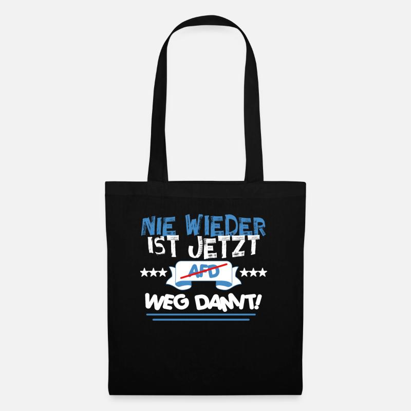 AfD stoppen gegen rechts Demokratie verteidigen - Stoffbeutel - Schwarz