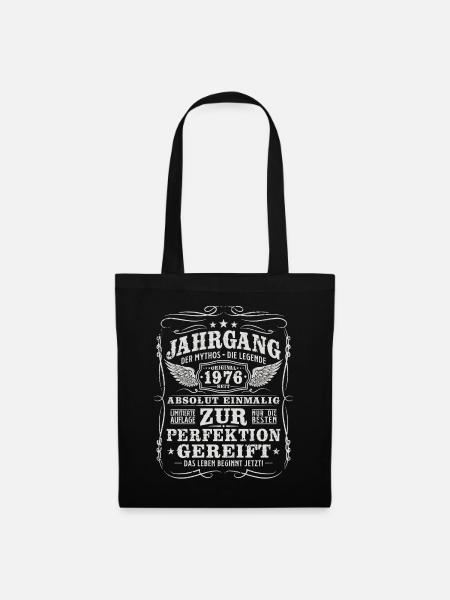 Jahrgang 1976 geboren Retro Geburtstag Geschenk - Stoffbeutel - Schwarz