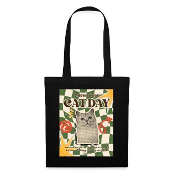Internationaler Katzentag Retro-Druck - Stoffbeutel - Schwarz - Vorne