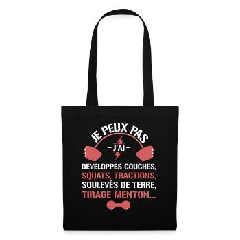 Musculation - Je peux pas - Sac en tissu - noir - Devant