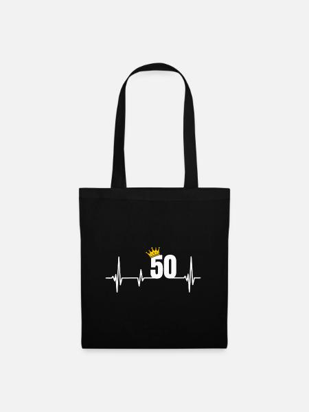 50th birthday 50 years anniversary Herzschlag Krone - Tote Bag - black