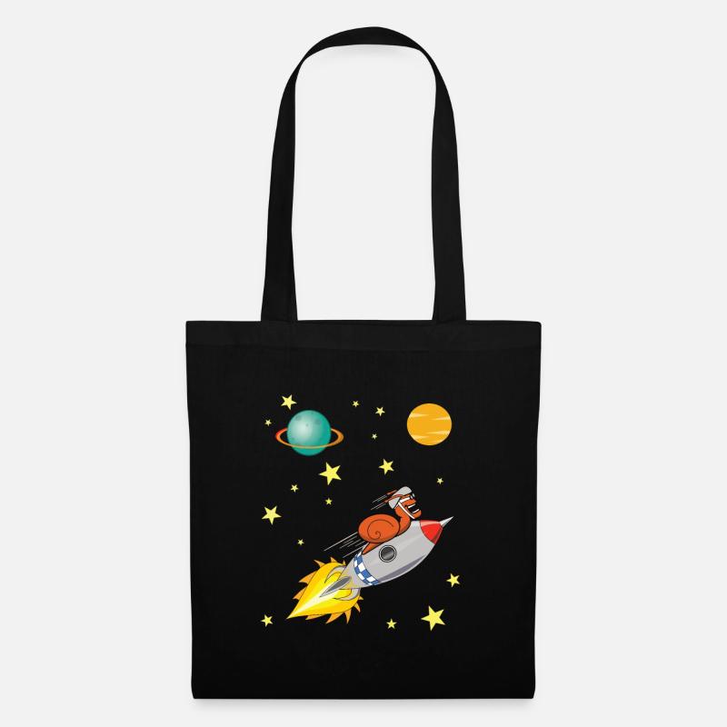 Escargot avec fusée voyageant dans l'espace - Sac en tissu - noir