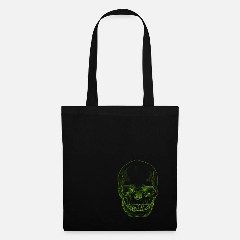 SkullSketchGreen - Stoffbeutel - Schwarz