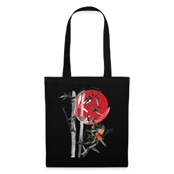 Bamboo row in the red moon - Tote Bag - black - Front