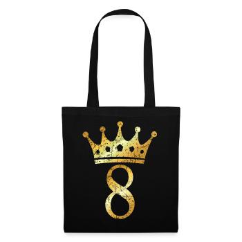 Krone Nummer 8 (Vintage Goldgelb) 8. Geburtstag - Stoffbeutel - Schwarz - Vorne