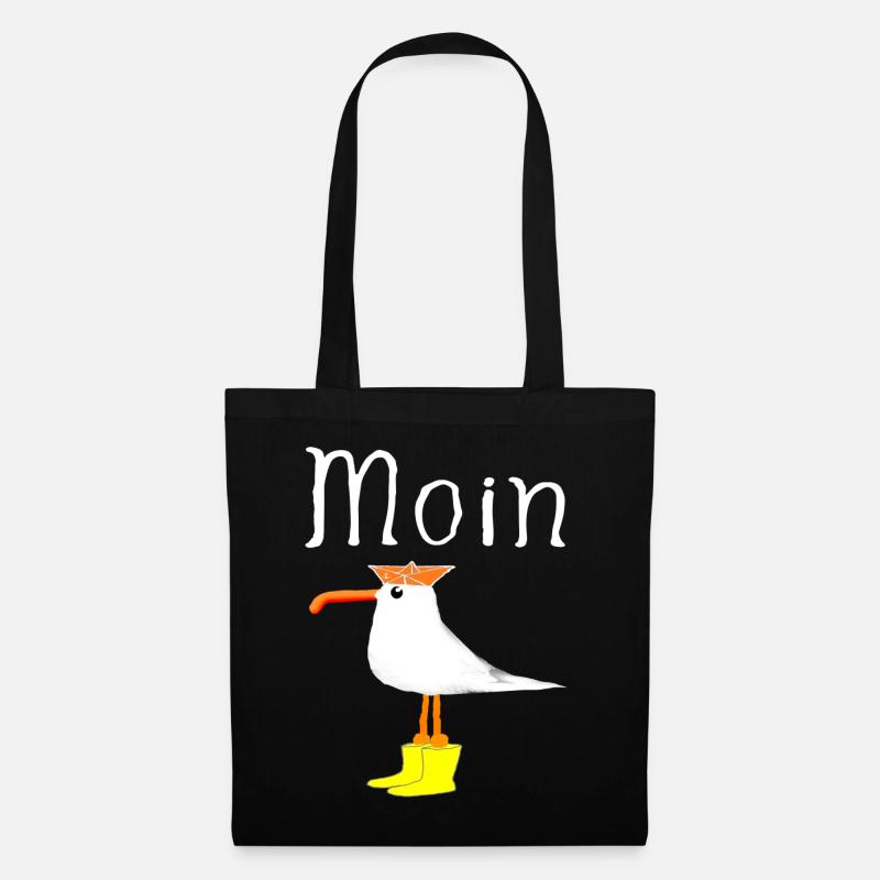 Moin Hafen Heimat Küstenkind Möwe Anker Geschenke - Stoffbeutel - Schwarz