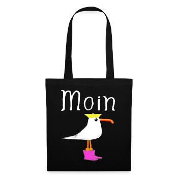 Moin Küstenkind Möwe Girl Mädchen Frau Geschenke - Stoffbeutel - Schwarz - Vorne