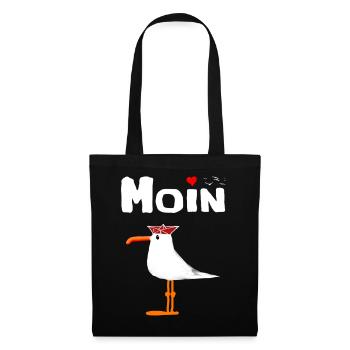 Moin Heimat Küstenkind Möwe Anker Geschenke Hafen - Stoffbeutel - Schwarz - Vorne