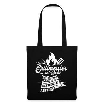 Vatertag Grillmeister Flammenlogo Motiv  - Stoffbeutel - Schwarz - Vorne