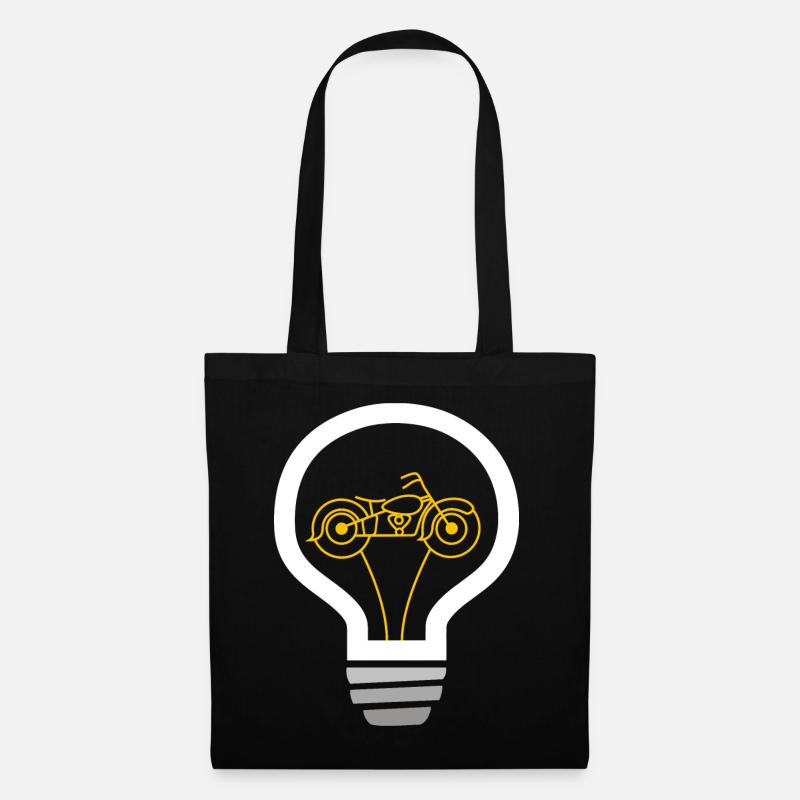 Motorcycle inside bulb - Tote Bag - black