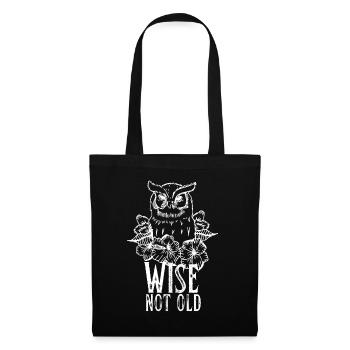Vintage Owl and Roses Wise Not Old - Tote Bag - black - Front