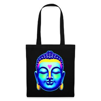 Buddha Kopf in Chakra Farben - Stoffbeutel - Schwarz - Vorne