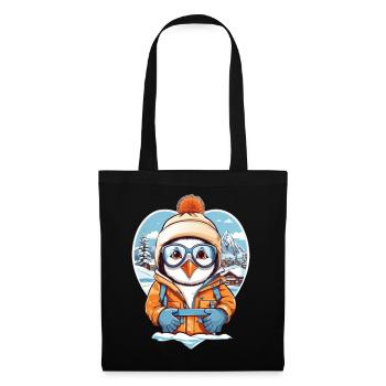 Pingouin mignon - Sac en tissu - noir - Devant