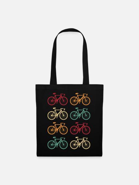 Fahrrad Bunte Fahrräder Retro - Stoffbeutel - Schwarz
