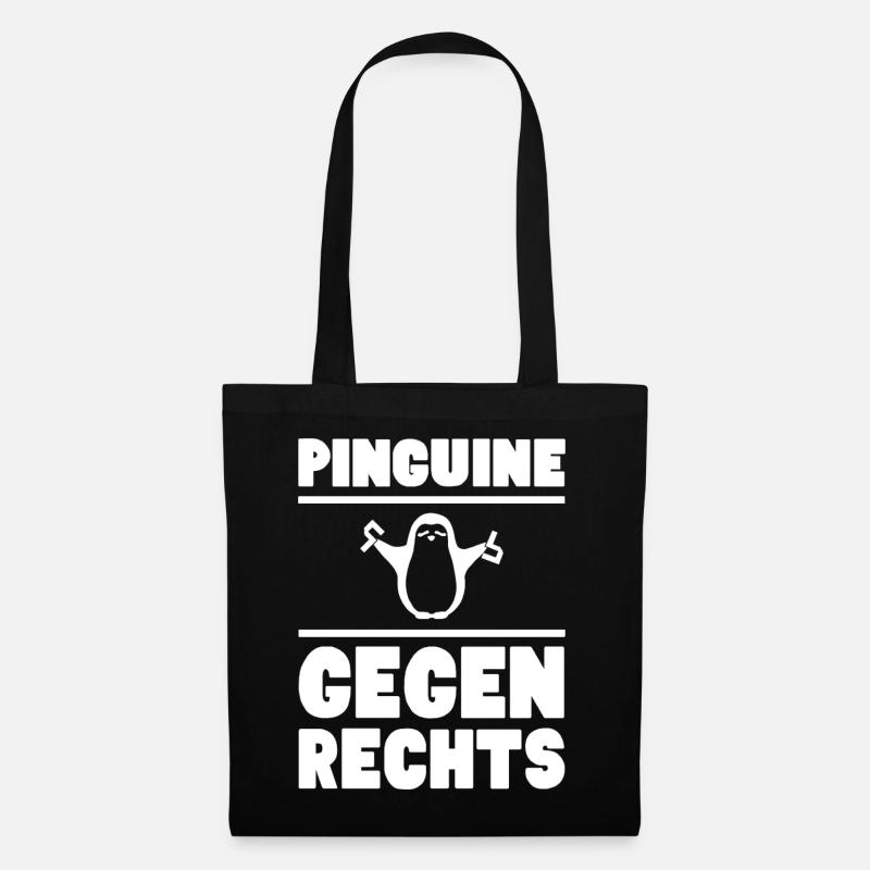 Pinguine gegen rechts / weiß - Stoffbeutel - Schwarz