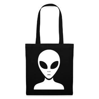 Minimalist Alien Portrait Silhouette - Tote Bag - black - Front