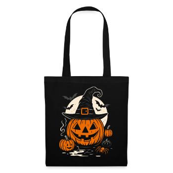 Halloween Pumpkin with Witch Hat & Spider - Tote Bag - black - Front