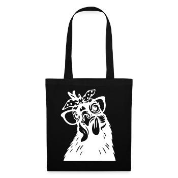 Drôle de poulet avec bandana Art - Sac en tissu - noir - Devant