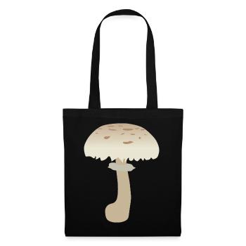 Minimalistische Sonnenschirm-Pilz-Illustration - Stoffbeutel - Schwarz - Vorne