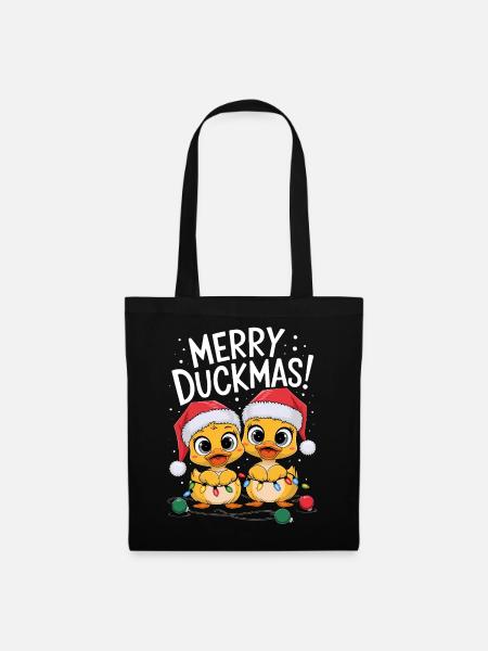 Ente Weihnachtspullover Enten Weihnachten Duckmas - Stoffbeutel - Schwarz