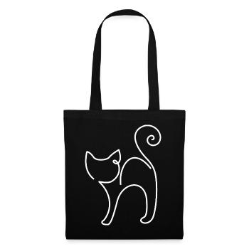 Side Cat Sketch – Elegant Animal Motif - Tote Bag - black - Front