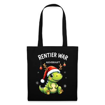 Rentier War Ausverkauft Weihnachts Dino Mit Mütze - Stoffbeutel - Schwarz - Vorne
