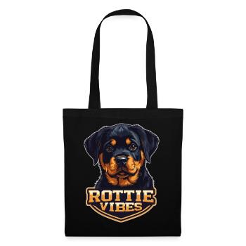 Rottie Vibes - Portrait de chiot Rottweiler mignon - Sac en tissu - noir - Devant