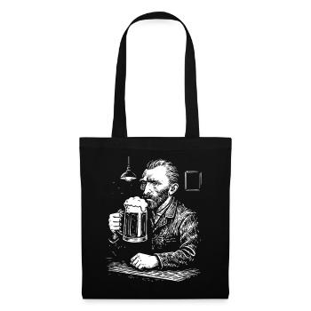 Vintage Van Gogh drinking Beer in a pub - Tote Bag - black - Front