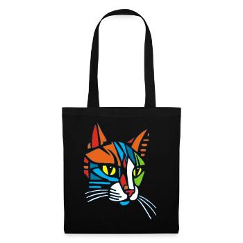 Stammes-Mosaik-Katze - Stoffbeutel - Schwarz - Vorne