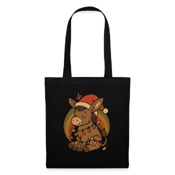 Retro Vintage Esel Elfe Weihnachten Geschenk - Stoffbeutel - Schwarz - Vorne