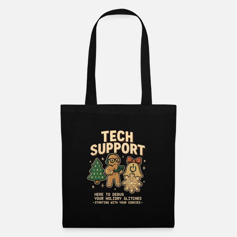 Vintage Technischer Support Retro IT Weihnachten - Stoffbeutel - Schwarz