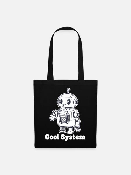 Roboter mit Eiscreme - Stoffbeutel - Schwarz