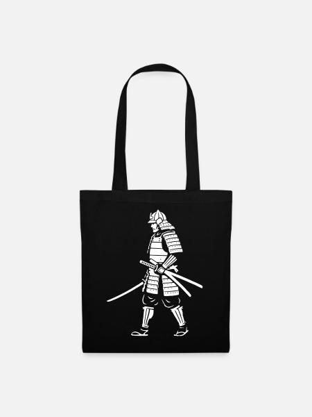 Samurai Krieger Gehend Rüstung Vektor - Stoffbeutel - Schwarz