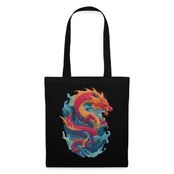 Drache - Stoffbeutel - Schwarz - Vorne