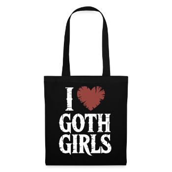 Ich liebe Goth Girls - Stoffbeutel - Schwarz - Vorne