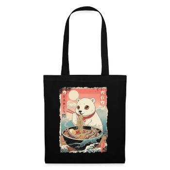 Anime de ramen sur l’ours polaire Kawaii - Sac en tissu - noir - Devant