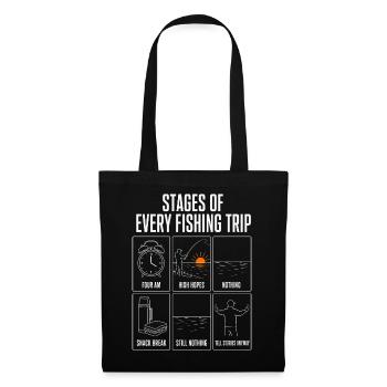 Étapes de chaque sortie de pêche : motif drôle de pêcheur - Sac en tissu - noir - Devant