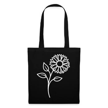 Sonnenblume One Line Blumenmotiv - Stoffbeutel - Schwarz - Vorne