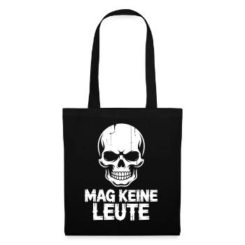 Skull Spruch Mag Keine Leute - Stoffbeutel - Schwarz - Vorne