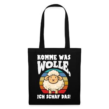 Komme Was Wolle Schaf Retro Vintage Design - Stoffbeutel - Schwarz - Vorne