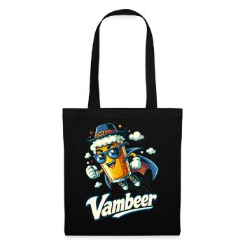Vambier Lustiges Bier Vampir Cartoon Halloween - Stoffbeutel - Schwarz - Vorne