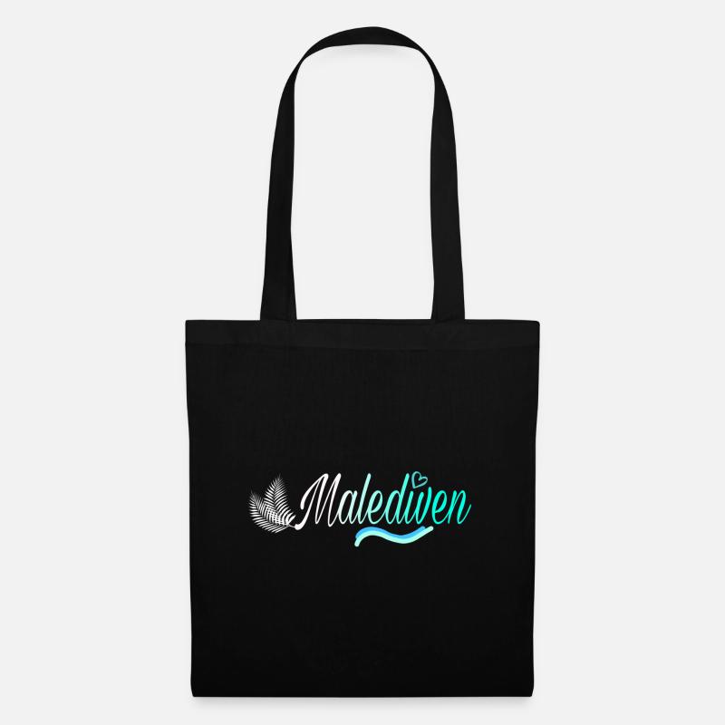 Malediven Palm white - Stoffbeutel - Schwarz