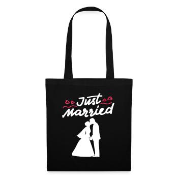 gerade geheiratet Hochzeitspaar Hochzeit Geschenk - Stoffbeutel - Schwarz - Vorne