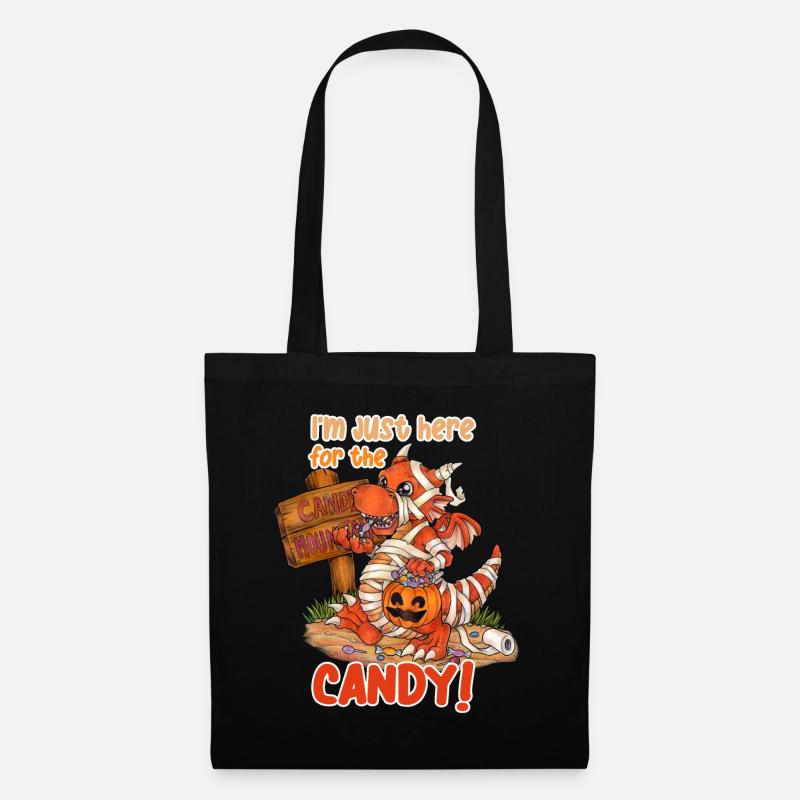 I'm Just Here For Candy Halloween Drache Mumie - Stoffbeutel - Schwarz