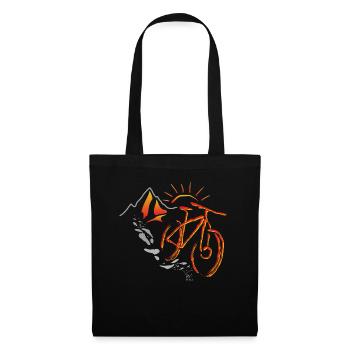 Mountainbikes im Sonnenuntergang Geschenk - Stoffbeutel - Schwarz - Vorne