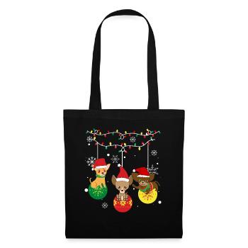 Hund Weihnachten - Stoffbeutel - Schwarz - Vorne