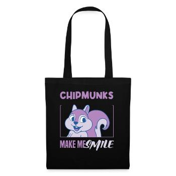 Chipmunks Smile Cute Forest Animal Nature - Tote Bag - black - Front